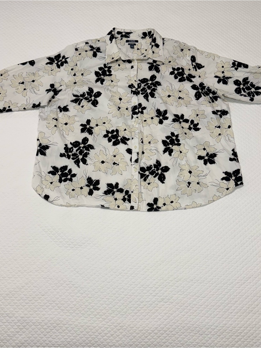 Chaps Cream & Black Floral Button-Down Shirt
